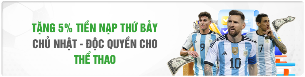 Tặng 5% nạp tiền thứ 7 - chủ nhật độc quyền